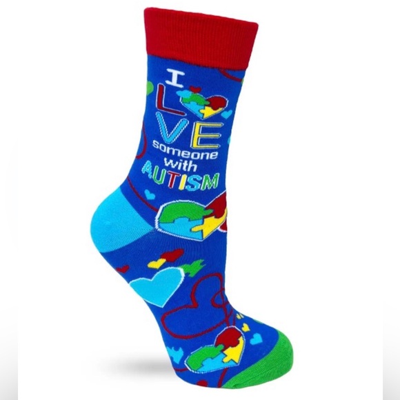 •I Love Someone with Autism• Colorful Novelty Crew Socks - Picture 3 of 3
